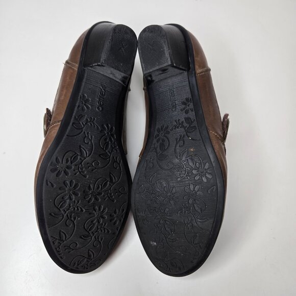 Aetrex Danielle Distressed Leather Monk Strap Heeled Loafers Women's Brown 8.5 - Picture 8 of 11